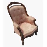 A 19th century mahogany showwood framed grandfathers chair,