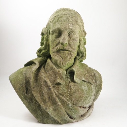 An 18th century Portland Stone bust, probably of Inigo Jones,