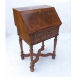 A William and Mary style walnut bureau,