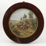 A 19th century English porcelain circular panel, Dancing Children,