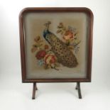 A 19th century framed wool work fire screen,