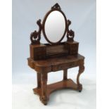 A 19th century burr walnut mirror-backed duchess dressing table,