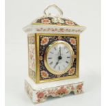 A Royal Crown Derby Danbury Mint porcelain cased mantel clock, decorated in Imari palette,