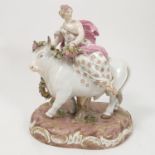 A 19th century Meissen porcelain figure, of Europa and the bull,