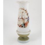 An Edwardian milk glass vase, with shaped top,