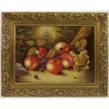 A Clermont Fine China plaque, decorated with apples,