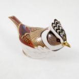 A Royal Crown Derby paperweight, Collectors Guild Crested Tit, with gold stopper,