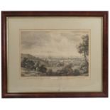 An Antique black and white engraving, The East View of the City of Worcester, 10.5ins x 14.