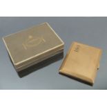 A 9 carat gold cigarette case by Asprey & Co, with engine turned decoration and applied monogram,