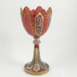 A 19th century Bohemian glass overlay vase,