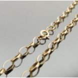 A 9 carat gold chain, of oval belcher links, length 48cm, weight 5.