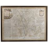 An Antique hand coloured map of Worcester, by Bowen, divided into its hundreds, 21.5ins x 28.