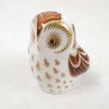 A Royal Crown Derby paperweight, Collectors Guild Owlet, with gold stopper,
