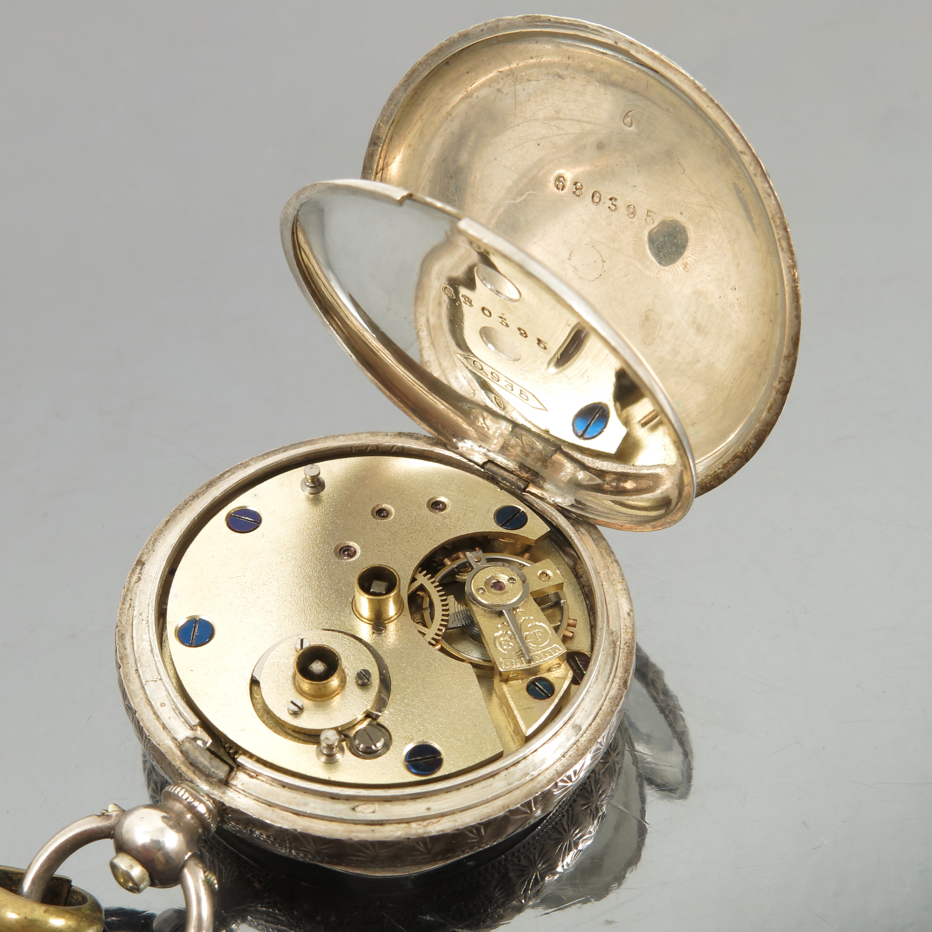 A continental silver fob watch, stamped '935', - Image 4 of 5