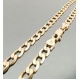 A 9 carat gold chain, of filed curb links, length 50cm,