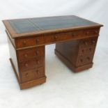 A 19th century oak pedestal desk,