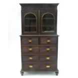An Indian campaign bookcase chest,