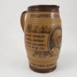A Doulton Lambeth stoneware commemorative jug, printed with William Ewart Gladstone, height 7.