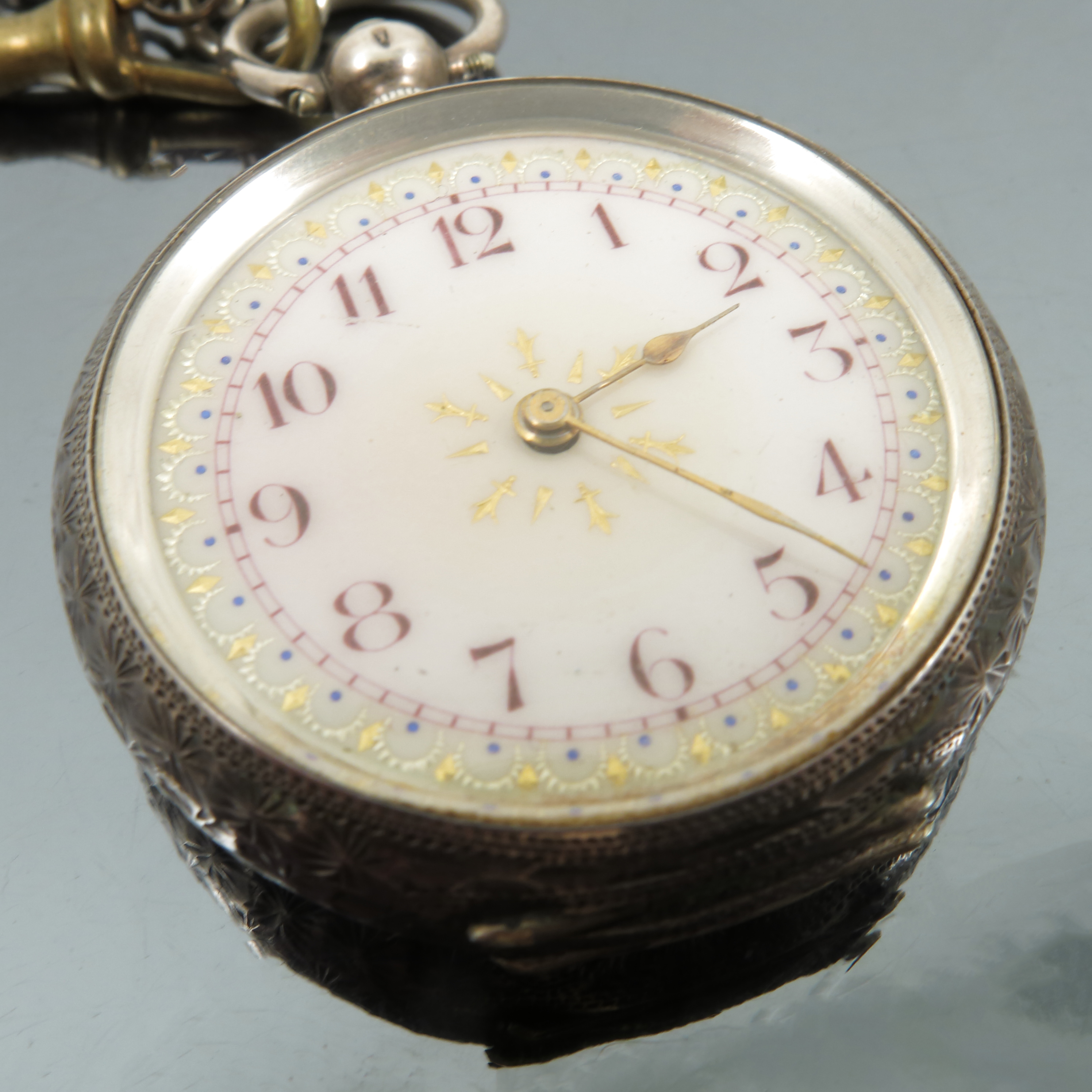 A continental silver fob watch, stamped '935', - Image 2 of 5