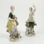 A pair of Sitzendorf porcelain figures,