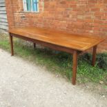 A 19th century French provincial farmhouse table, having a five plank cleated top,