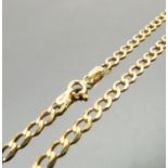 A 9 carat gold chain, of filed curb links, length 60 cm, weight 5.