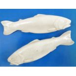 Two Japanese porcelain models, of Koi Carp, in white, length 5.