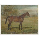 W Wasdell Trickett, oil on canvas, Snowball, study of a bay horse in landscape, dated 1927,