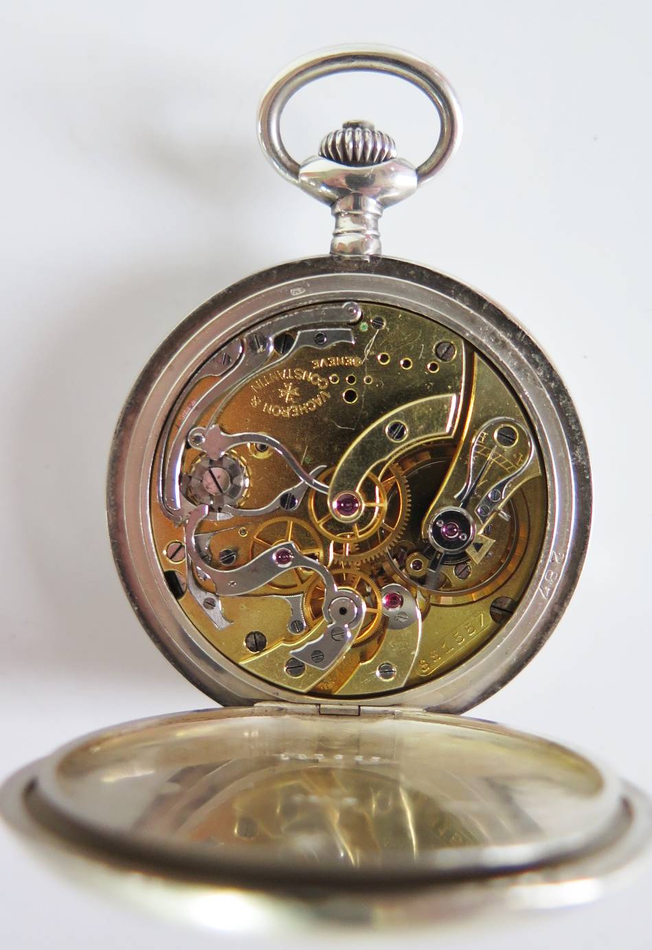 A Vacheron & Contantin - Geneve _ Swiss Open Dial Keyless Chronograph Pocket Watch. The enamelled - Image 2 of 3