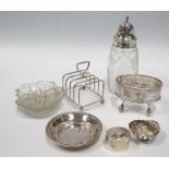A Selection Silver Ware including Sugar Shaker, Salt, Toast Rack etc
