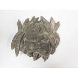 A Cast Lead Putto Mask, 22cm wide