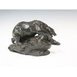 Harry Dixon _ A Bronze Sculpture Depicting a Polar Bear Attack upon a seal, 26cm long, signature