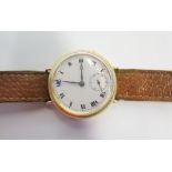 A Gent's 18ct Gold Cased Wristwatch with Swiss made 17 jewel movement numbered 93943, case marked