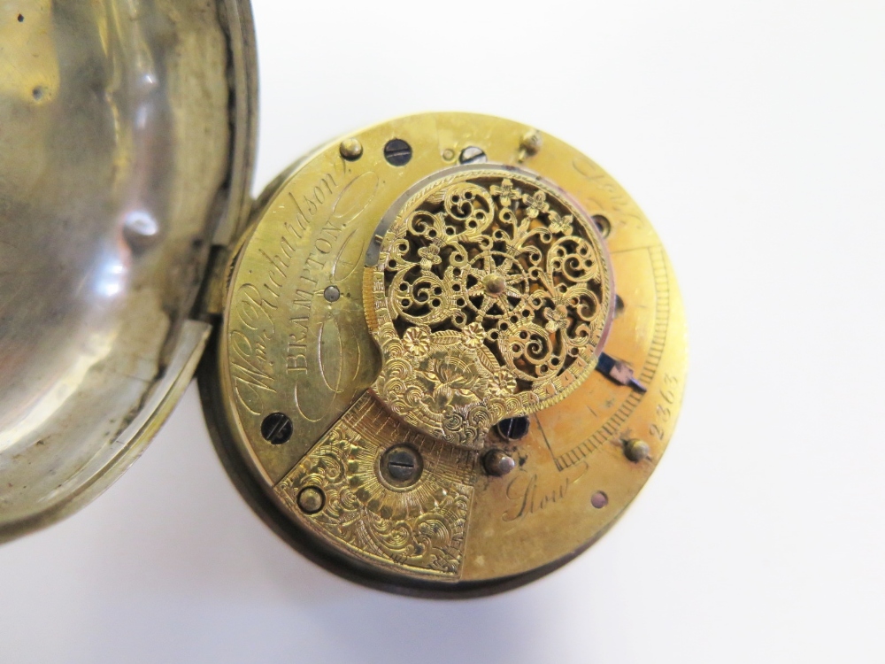 William Richardson Brampton 2363 Silver Pair Cased Pocket Watch with chain driven fusee verge - Image 2 of 2