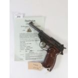German Walther P38 9mm Semi Automatic Pistol, No. 4240 with deactivation certificate