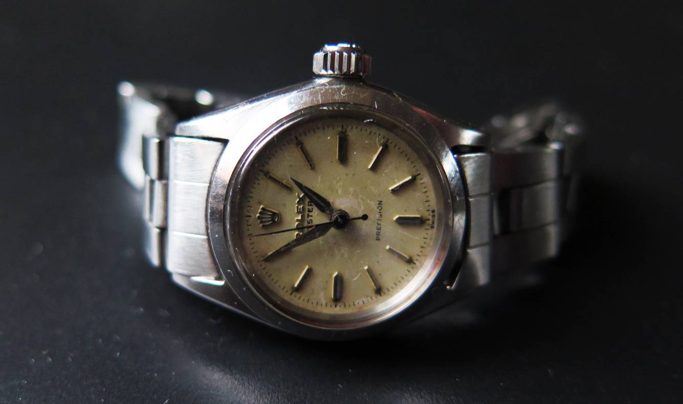 A Lady's Rolex Oyster Steel Cased Automatic Wristwatch, running intermittently: needs attention