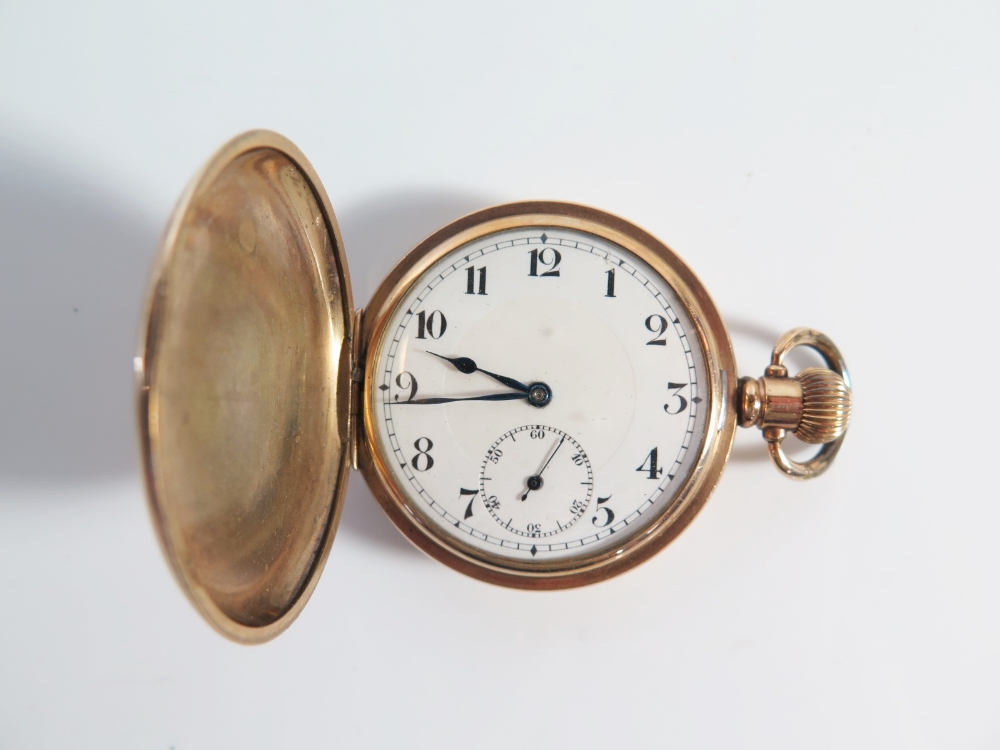 An Elgin Natl Watch Co. Open Dial Pocket Watch in gold plated case, the movement signed B.W. Raymond