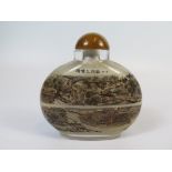 A Chinese Glass Scent Bottle, 9cm high