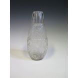 A French Glass Vase with opalescent floral foliate pressed decoration, 15cm