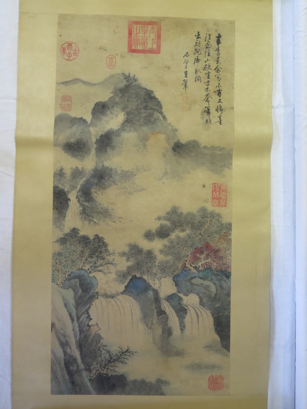 A Chinese Scroll Watercolour (image 108 x 44cm)