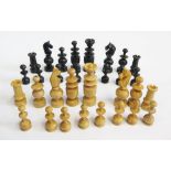 A Carved Wooden Chess Set, kings 75mm