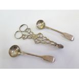A Pair of George III Silver Salt Spoons, London 1809, W.C. and damaged sugar nips