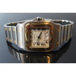 A Cartier Santos Galbee Gent's Quartz Wristwatch with date aperture in stainless steel and gold case