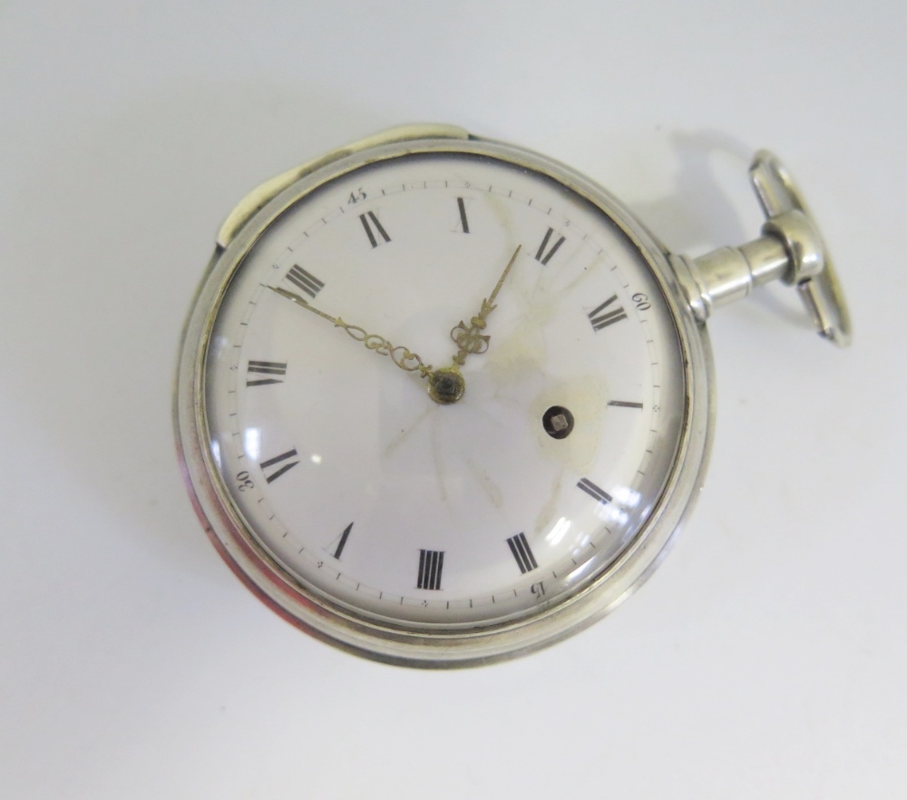 A Nineteenth Century Continental Key Wound Pocket Watch in white metal case with enameled dial and