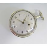 A Nineteenth Century Continental Key Wound Pocket Watch in white metal case with enameled dial and