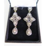 A Pair of Old Cut Diamond Foil Backed Pendant Earrings, 57mm drop