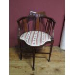 An Edwardian Mahogany Inlaid and Strung Tub Chair