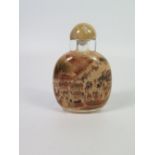 A Chinese Glass Scent Bottle, 8cm high