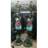 A Massive Pair of Blackamoor Torcheres, c. 203cm high, resin