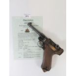 German Erfurt 9mm Luger Semi Automatic Pistol, No. 7963 (1913) with deactivation certificate